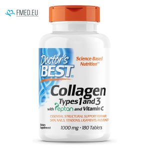 Peptan® Kolagen v tabletah Tip 1 & 3 z vitaminom C, Doctor's Best, 1000mg, 180 tablet